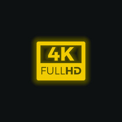 4K FullHD yellow glowing neon icon