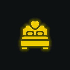 Bed yellow glowing neon icon