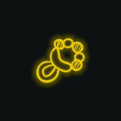 Baby Rattle Musical Tool yellow glowing neon icon