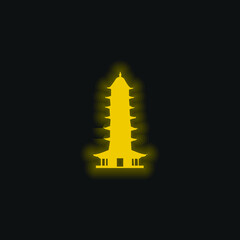 Auspicious Light Pagoda yellow glowing neon icon