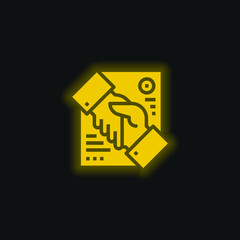 Agreement yellow glowing neon icon