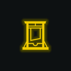 Antique Weapon To Cut Heads yellow glowing neon icon