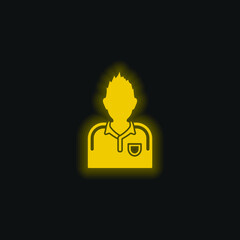 Athletic Soccer Player yellow glowing neon icon
