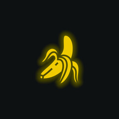 Banana yellow glowing neon icon