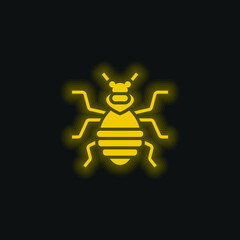Bedbug yellow glowing neon icon