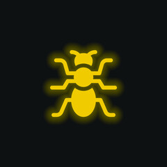 Ant yellow glowing neon icon