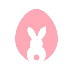 Easter egg shape with bunny silhouette. Easter rabbit inside egg. Vector Easter greeting card.