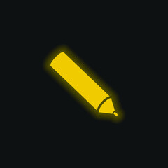 Black Pen yellow glowing neon icon
