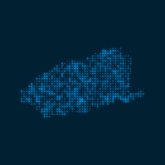 Fototapeta premium Imbros dotted glowing map. Shape of the island with blue bright bulbs. Vector illustration.