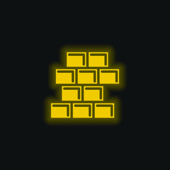 Brick Wall yellow glowing neon icon