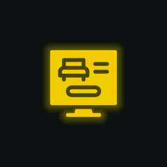 Booking Online yellow glowing neon icon