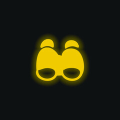 Binoculars yellow glowing neon icon