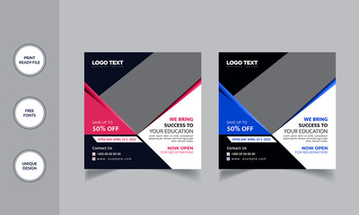 Kids School Admission Social Media Post Design