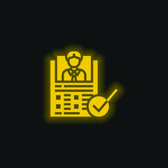 Appraisal Form yellow glowing neon icon