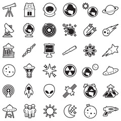 Astronomy Icons. Line With Fill Design. Vector Illustration.