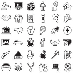 Auction Icons. Line With Fill Design. Vector Illustration.