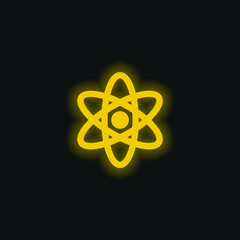 Atom yellow glowing neon icon