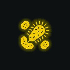 Fototapeta premium Bacteria yellow glowing neon icon