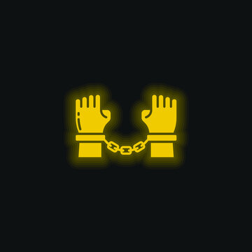Arrest yellow glowing neon icon