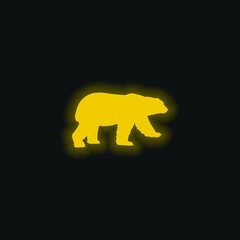 Bear Black Shape yellow glowing neon icon