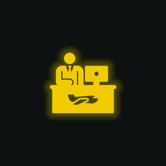 Airport yellow glowing neon icon