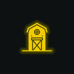 Barn yellow glowing neon icon