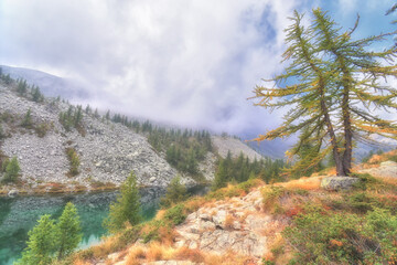 The Nero lake, in the natural park of Monte Avic, in the Aosta valley