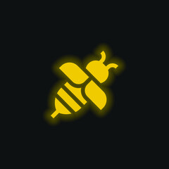 Bee yellow glowing neon icon