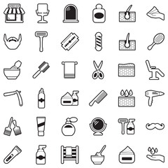 Barber Shop Icons. Line With Fill Design. Vector Illustration.