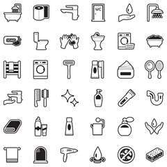 Bathroom Icons. Line With Fill Design. Vector Illustration.
