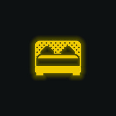 Bed yellow glowing neon icon