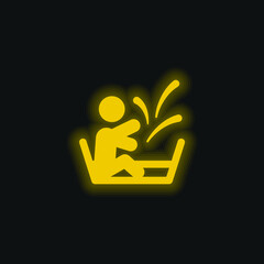 Bath yellow glowing neon icon