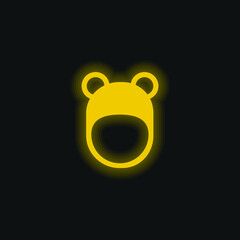 Bear Hat yellow glowing neon icon