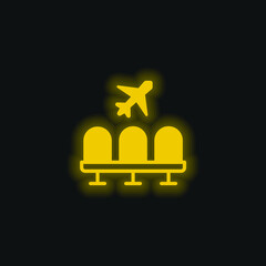 Airport yellow glowing neon icon