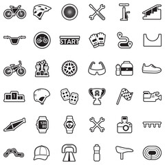 Biking Icons. Line With Fill Design. Vector Illustration.