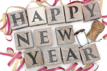 cubes happy new year party garland cork