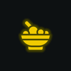 Bowl yellow glowing neon icon