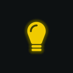 Black Lightbulb yellow glowing neon icon