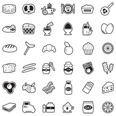 Breakfast Icons. Line With Fill Design. Vector Illustration.