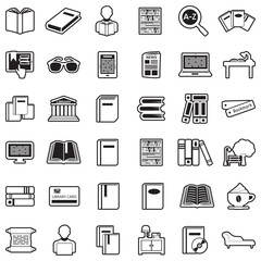 Books And Reading Icons. Line With Fill Design. Vector Illustration.