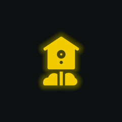Birdhouse yellow glowing neon icon
