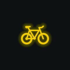 Bike yellow glowing neon icon