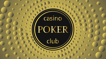 Casino, poker, club golden and black abstract dotted spiral vortex background template. Vector illustration