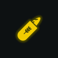 Bread Packaging yellow glowing neon icon