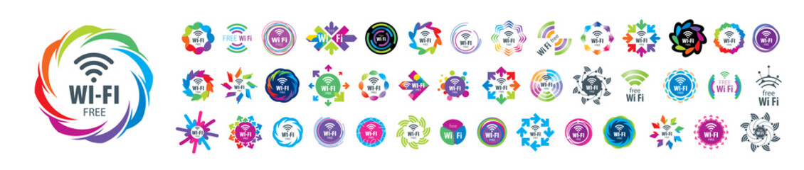 A set of vector Wi-Fi icons on a white background