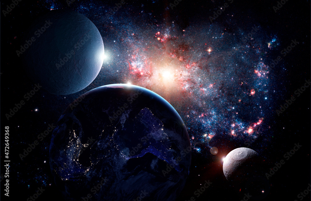 Wall mural planets and galaxy in outer space. elements of this image furnished by nasa