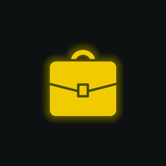 Briefcase yellow glowing neon icon