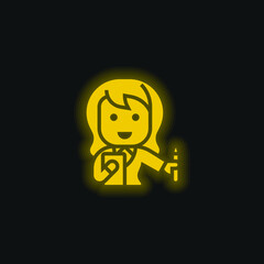 Accountant yellow glowing neon icon