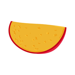 Vector colorful illustration of piece of cheese isolated on white background