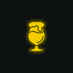 Beer yellow glowing neon icon